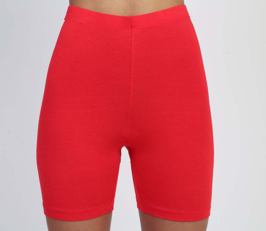 Red High-Waist Shorts
